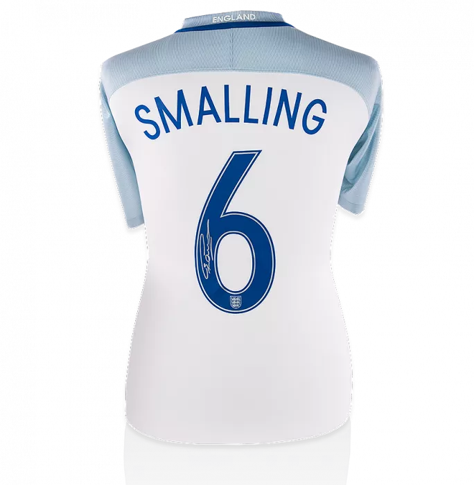 Chris Smalling England Back Signed 2016-17 Home Shirt: Number 6