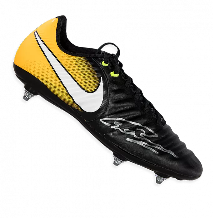 Chris Smalling Signed Yellow and Black Nike Tiempo Boot