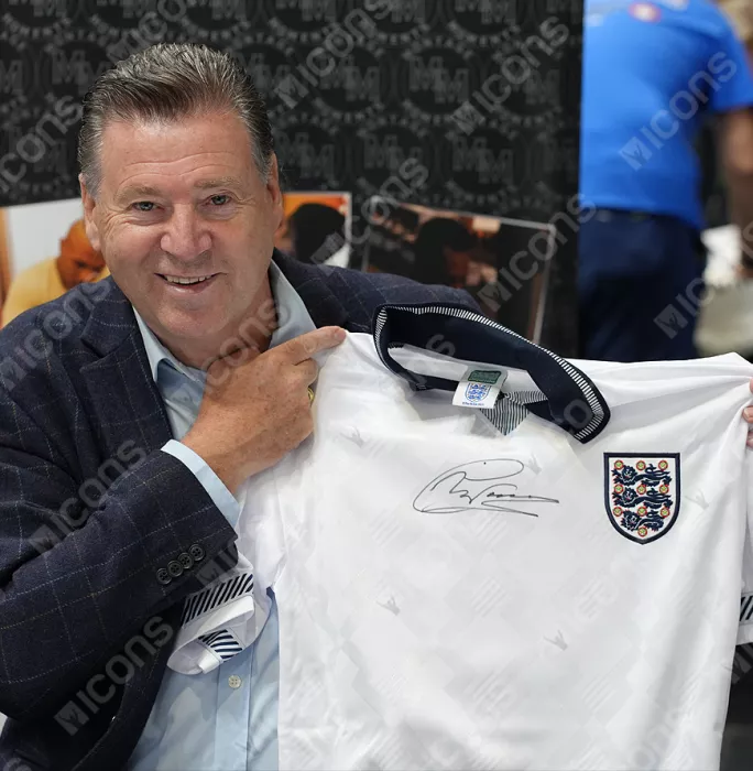 Chris Waddle Front Signed England 1990 Home Shirt In Deluxe Packaging