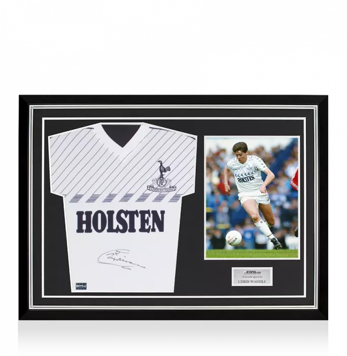 Chris Waddle Front Signed Tottenham Hotspur 1986 Home Shirt Home Shirt In Hero Frame: Option 1