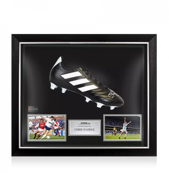 Chris Waddle Signed Black Adidas Boot In Bubble Frame: England