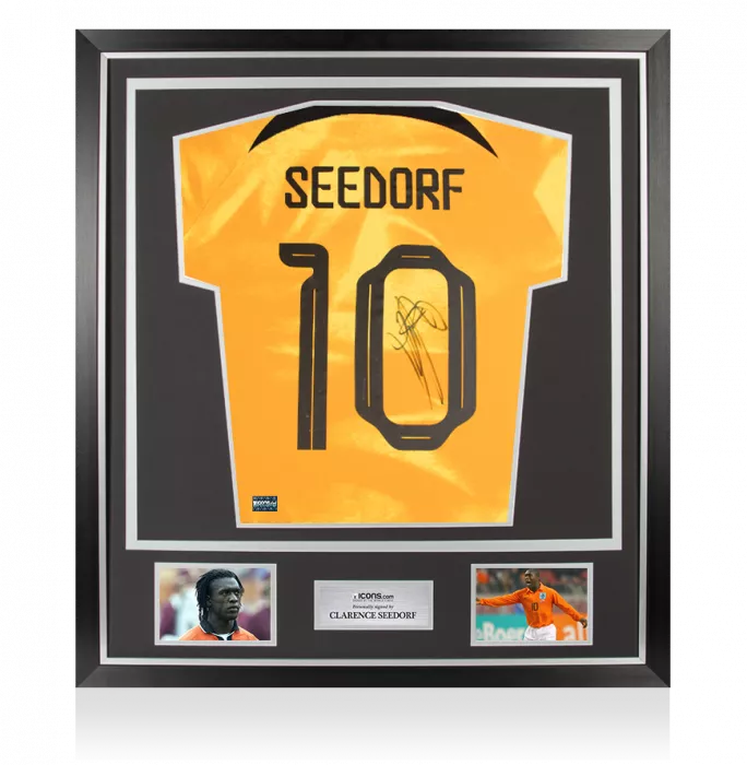 Clarence Seedorf Back Signed Modern Netherlands Home Shirt In Classic Frame