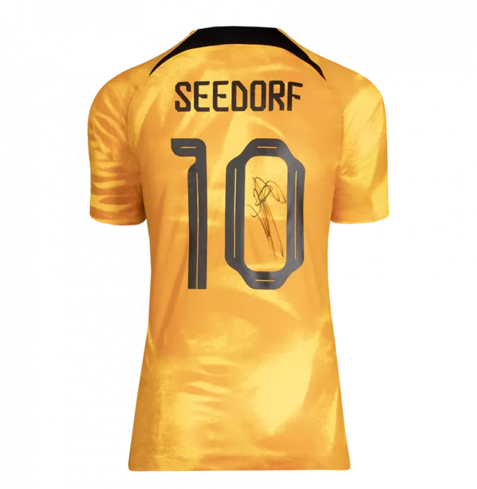Clarence Seedorf Back Signed Modern Netherlands Home Shirt