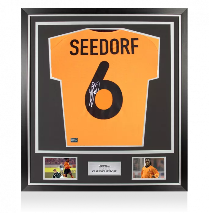 Clarence Seedorf Back Signed Netherlands 2000 Home Shirt In Classic Frame