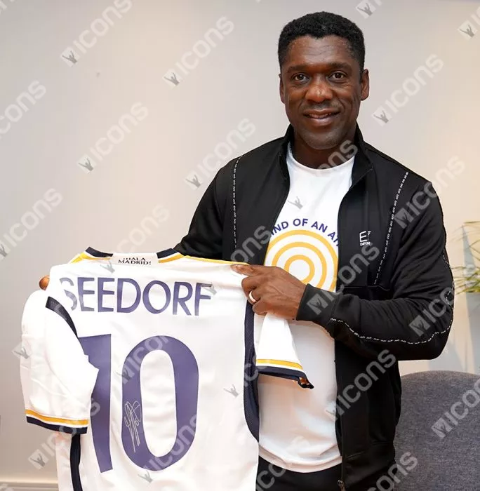 Clarence Seedorf Back Signed Real Madrid 2023-24 Home Shirt With Fan Style Numbers In Classic Frame