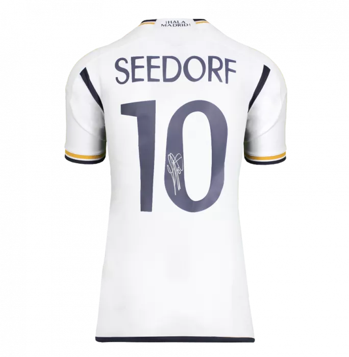 Clarence Seedorf Back Signed Real Madrid 2023-24 Home Shirt With Fan Style Numbers In Classic Frame