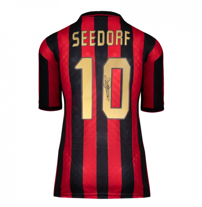 Clarence Seedorf Official AC Milan Back Signed And Framed 1996 Home Shirt