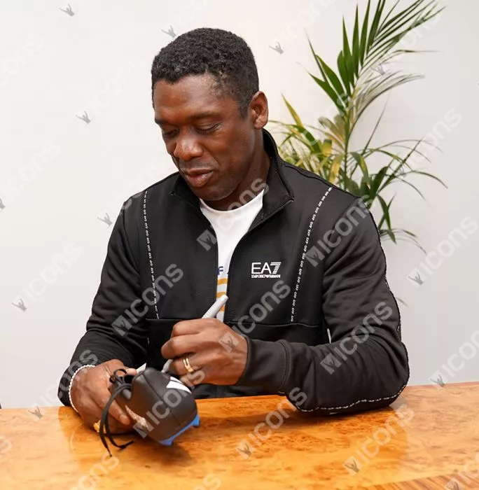 Clarence Seedorf Signed Black And Blue Adidas Predator Boot In Bubble Frame: Option 1