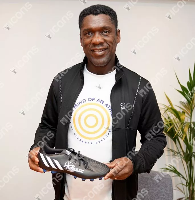 Clarence Seedorf Signed Black And Blue Adidas Predator Boot In Acrylic Case