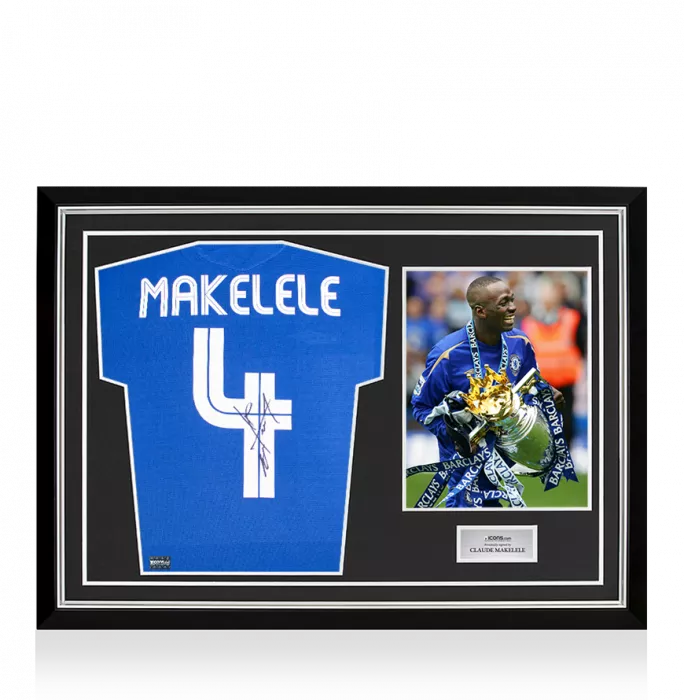 Claude Makelele Back Signed Chelsea FC 2005-06 Home Shirt: Centenary Edition In Hero Frame: Option 1