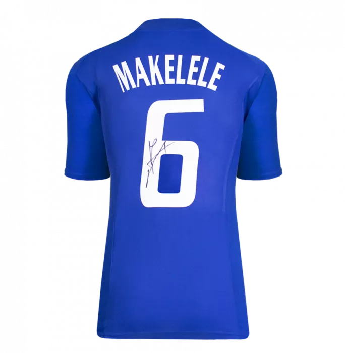 Claude Makelele Back Signed France 2002-04 Home Shirt With Fan Style Numbers In Hero Frame: Option 1
