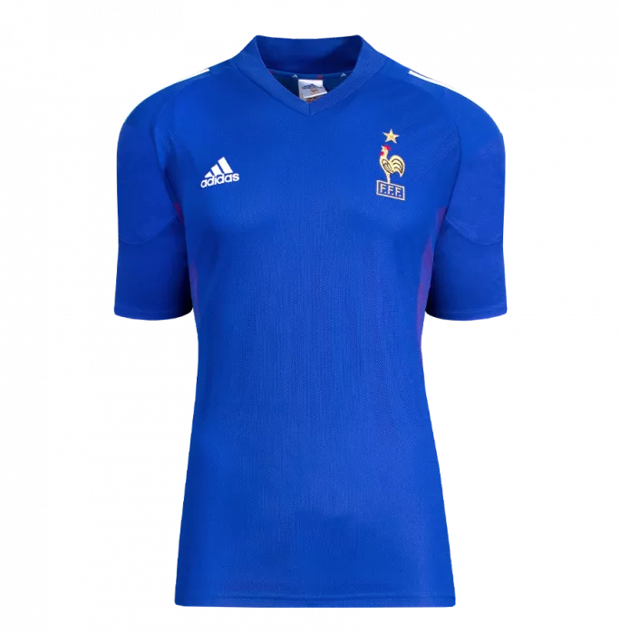 Claude Makelele Back Signed France 2002-04 Home Shirt With Fan Style Numbers In Hero Frame: Option 1