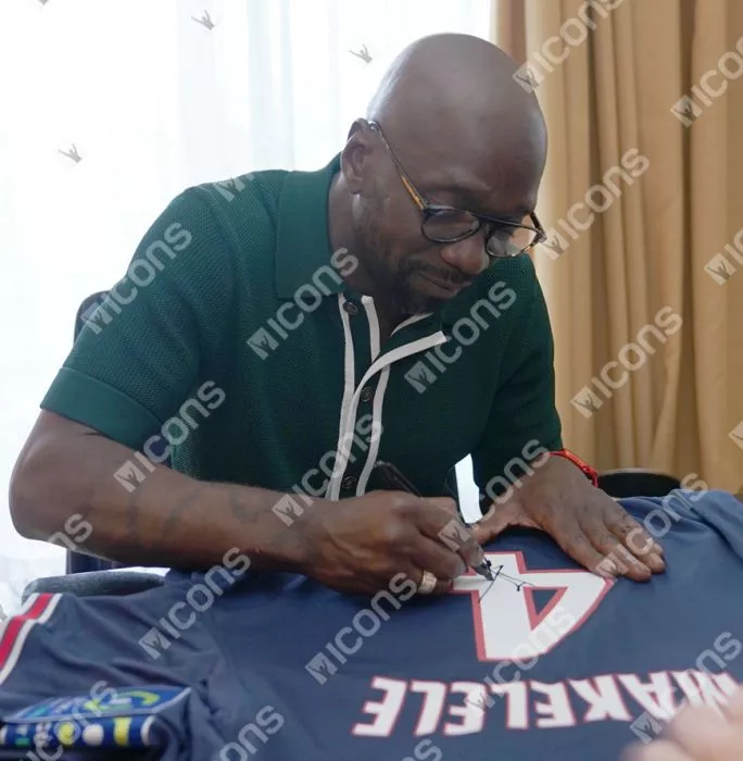 Claude Makelele Back Signed Modern Paris Saint-Germain Home Shirt With Fan Style Numbers