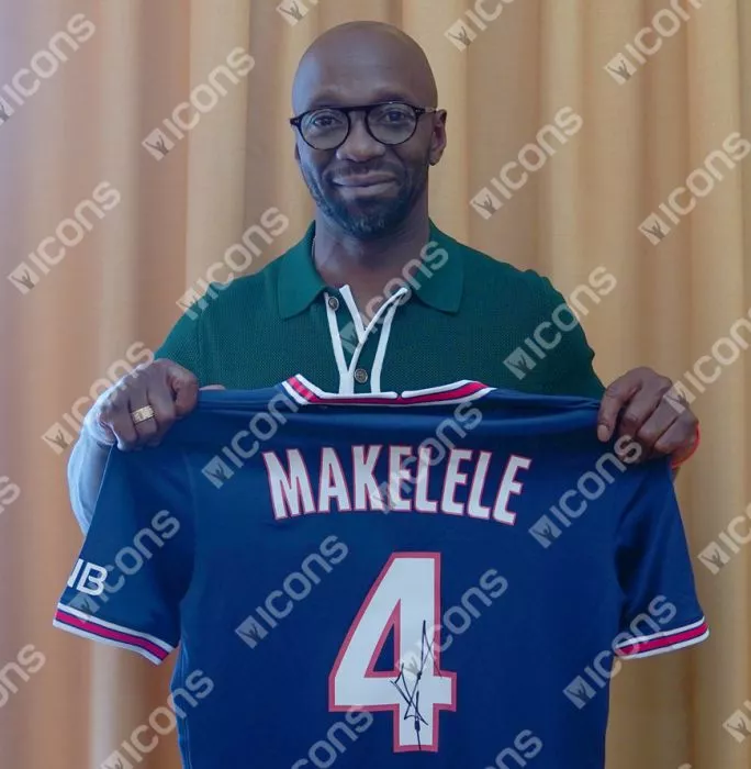 Claude Makelele Back Signed Modern Paris Saint-Germain Home Shirt With Fan Style Numbers