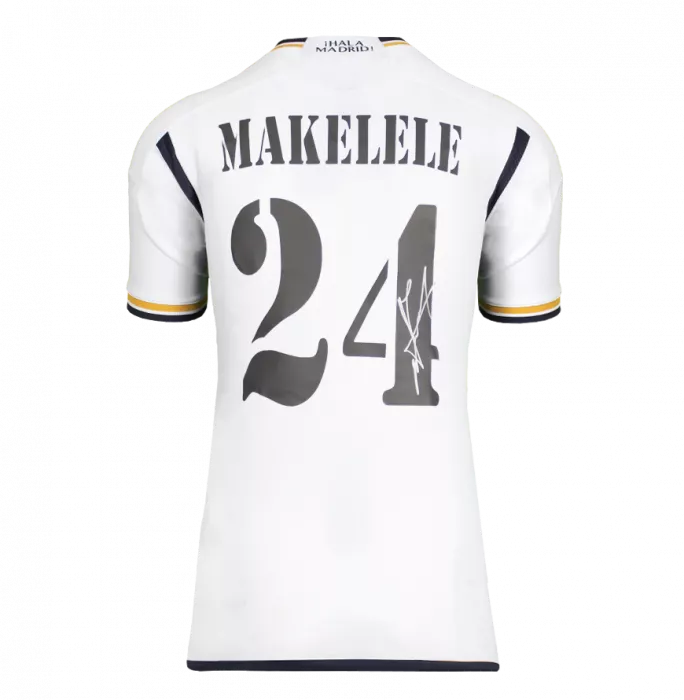 Claude Makelele Back Signed Modern Real Madrid CF Home Shirt With Fan Style Numbers In Classic Frame