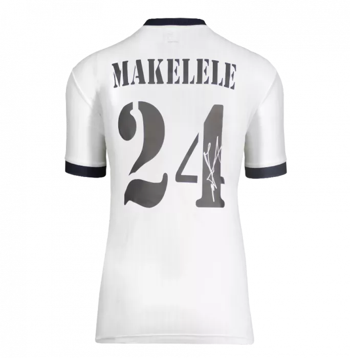 Claude Makelele Back Signed Real Madrid CF Icon Shirt With Fan Style Numbers In Hero Frame: Option 1
