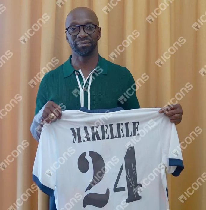 Claude Makelele Back Signed Real Madrid CF Icon Shirt With Fan Style Numbers In Classic Frame