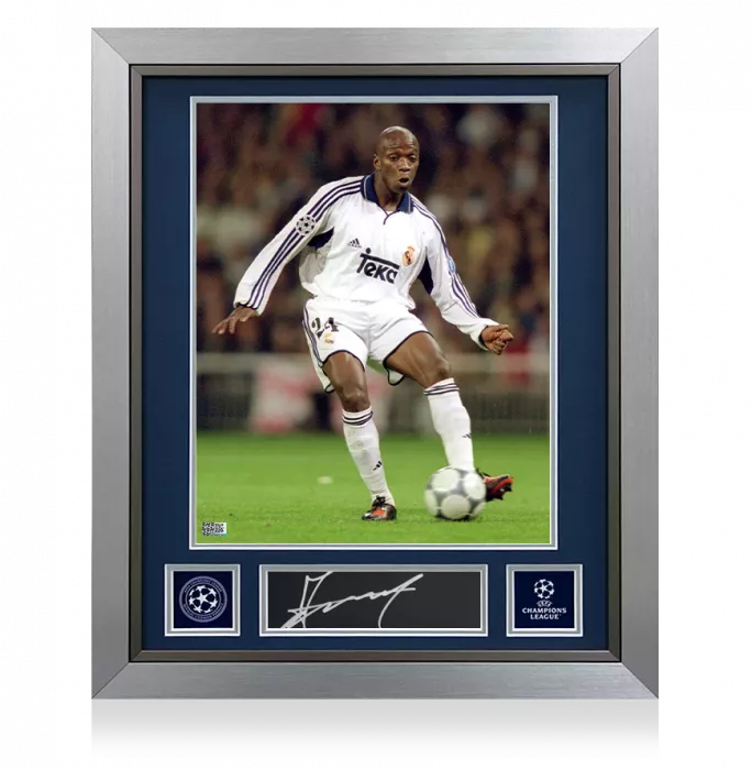 Claude Makelele Official UEFA Champions League Signed Plaque and Photo Frame
