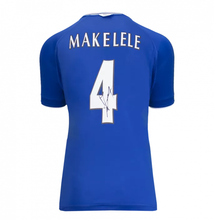 Claude Makelele Signed Retro Chelsea FC Shirt With Fan Style Numbers In Hero Frame: Option 1