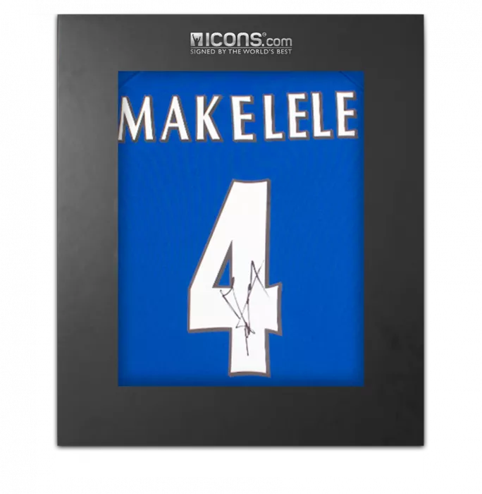 Claude Makelele Signed Retro Chelsea FC Shirt with Fan Style Numbers In Deluxe Packaging