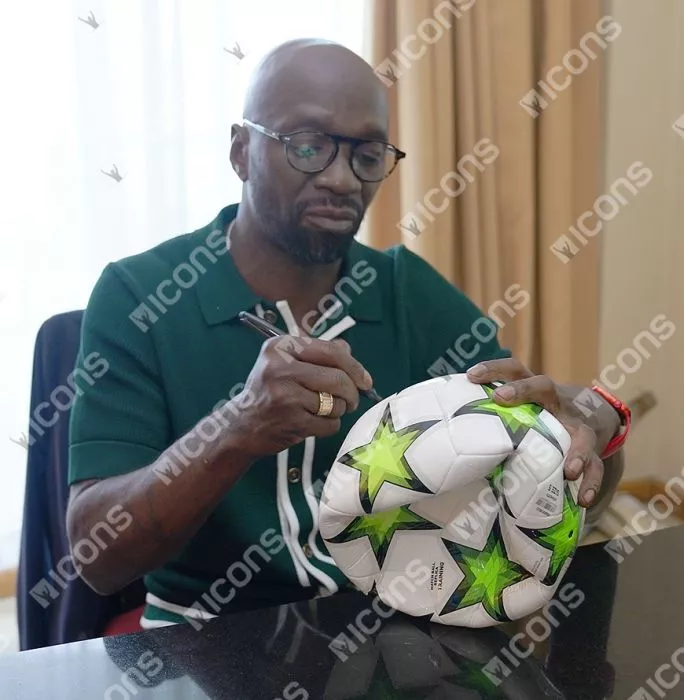 Claude Makelele Signed UEFA Champions League Football In Acrylic Case