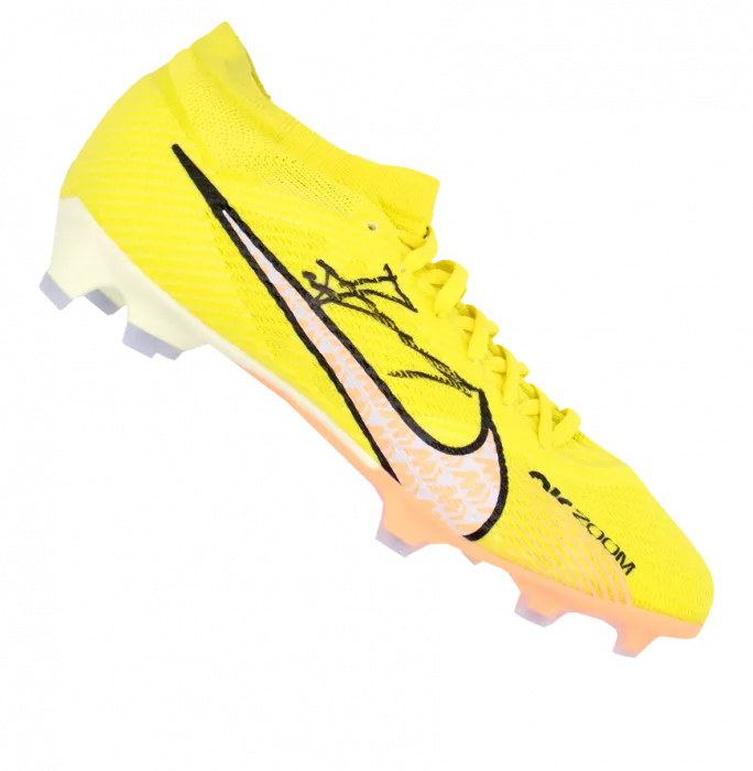 Claude Makelele Signed Yellow Nike Mercurial Boot In Bubble Frame: Option 1