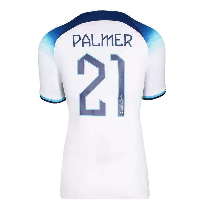 Cole Palmer Back Signed England 2022-23 Home Shirt In Classic Frame