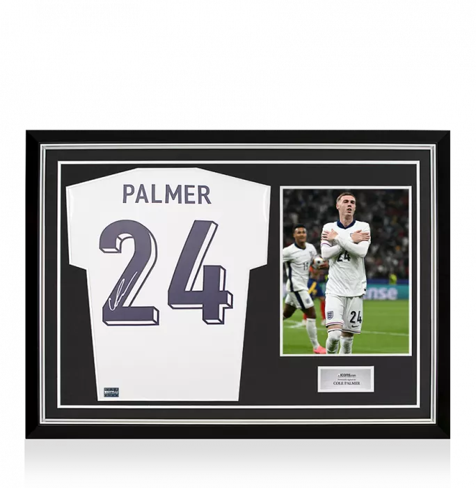 Cole Palmer Back Signed England 2024-25 Home Shirt In Hero Frame: Option 1