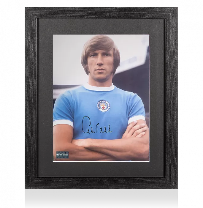 Colin Bell Signed Manchester City Photo In Black Wooden Frame: City Icon