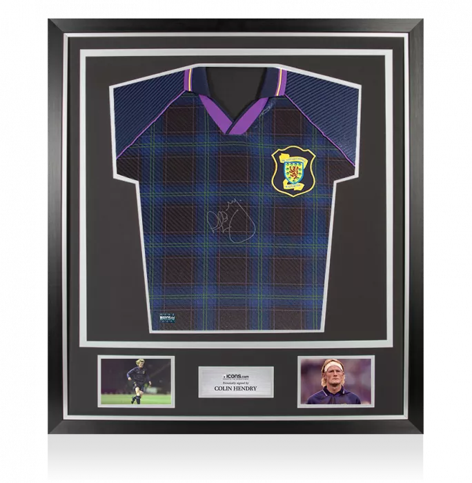 Colin Hendry Front Signed Scotland 1996 Home Shirt In Classic Frame