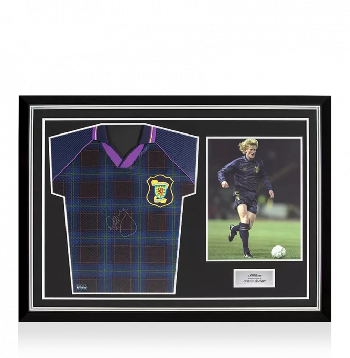 Colin Hendry Front Signed Scotland 1996 Home Shirt In Hero Frame: Option 1