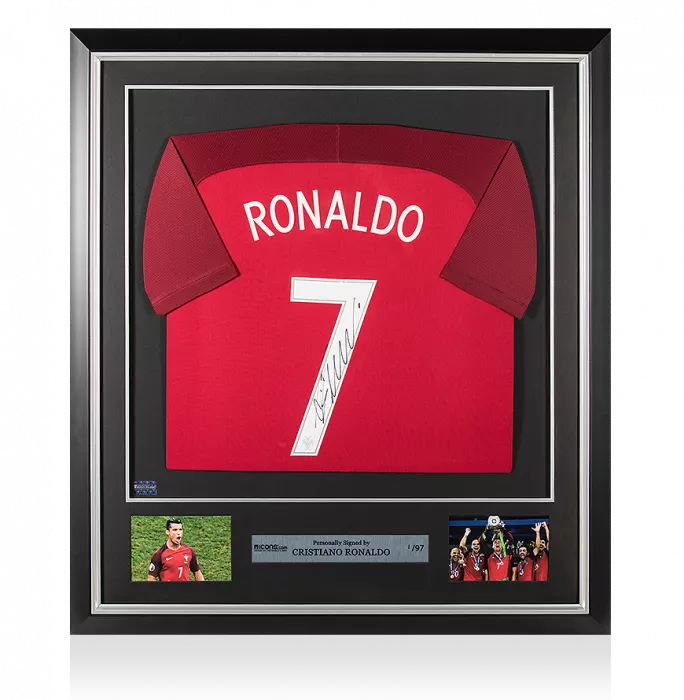 Cristiano Ronaldo Back Signed and Framed Portugal 2016 Home Shirt