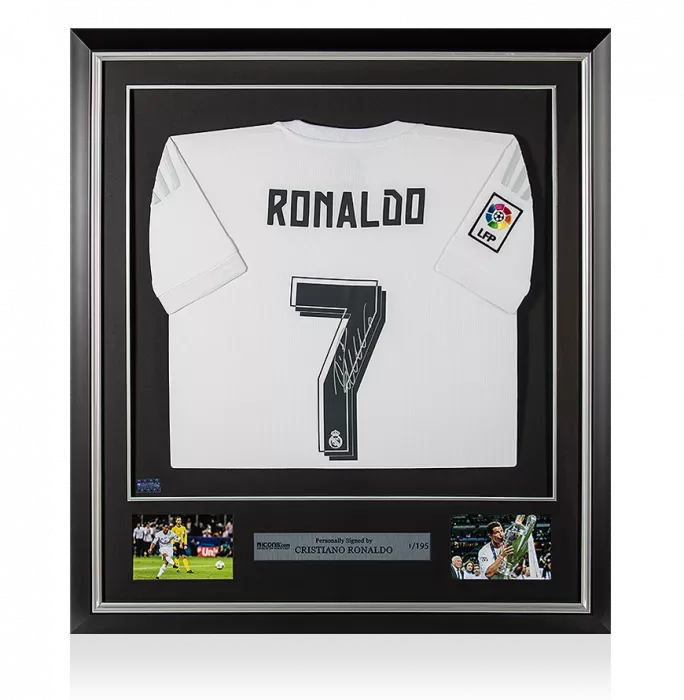 Cristiano Ronaldo Back Signed and Framed Real Madrid 2015-16 Home Shirt