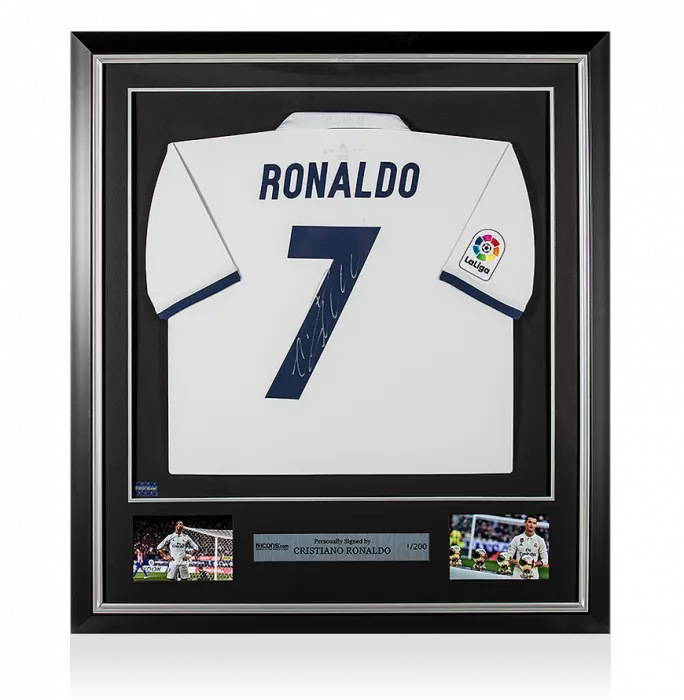 Cristiano Ronaldo Back Signed And Framed Real Madrid 2016-17 Home Shirt With Fan Style Numbers