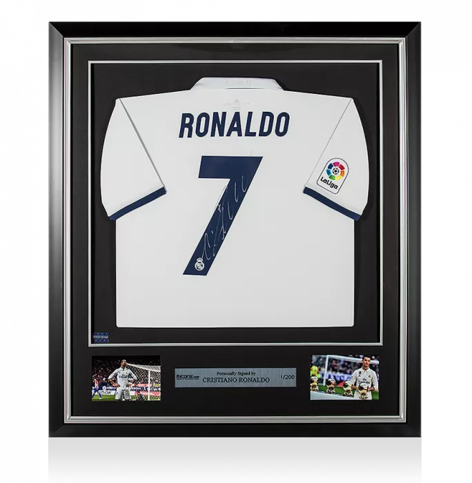 Cristiano Ronaldo Back Signed and Framed Real Madrid 2016-17 Home Shirt