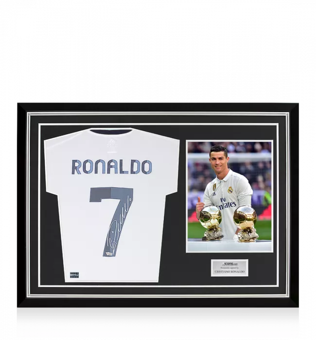 Cristiano Ronaldo Back Signed and Hero Framed Real Madrid 2012-13 Home Shirt: Option 2