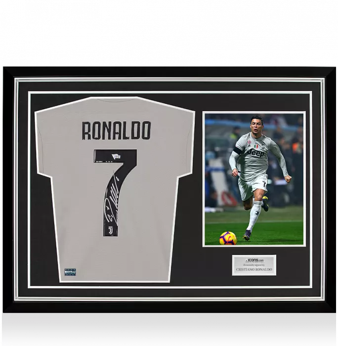 Cristiano Ronaldo Back Signed Juventus 2018-19 Away Shirt In Hero Frame: Option 1
