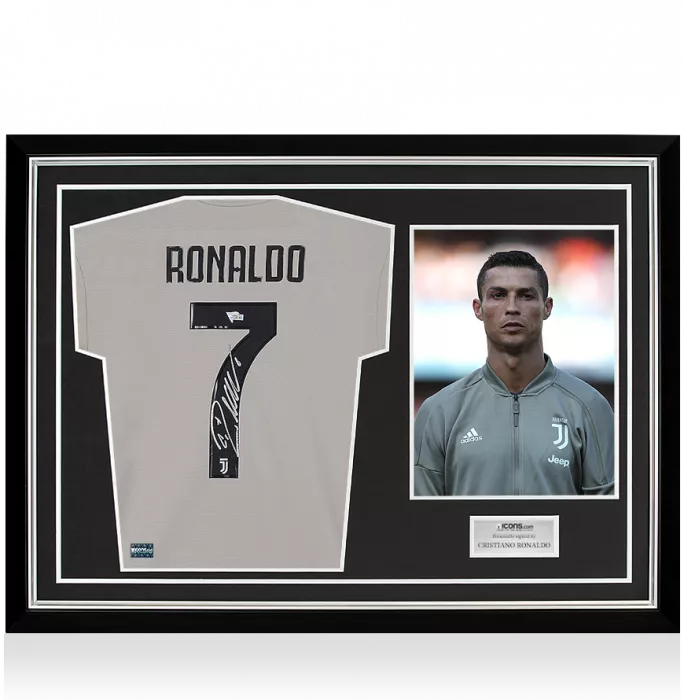 Cristiano Ronaldo Back Signed Juventus 2018-19 Away Shirt In Hero Frame: Option 2