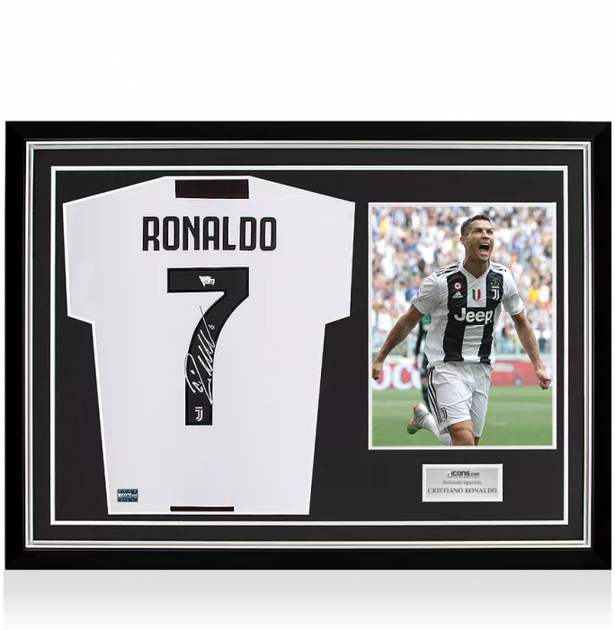 Cristiano Ronaldo Back Signed Juventus 2018-19 Home Shirt In Hero Frame: Option 1