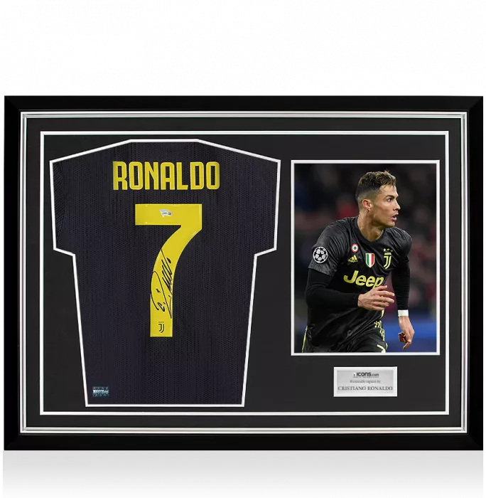 Cristiano Ronaldo Back Signed Juventus 2018-19 Third Shirt In Hero Frame: Option 1
