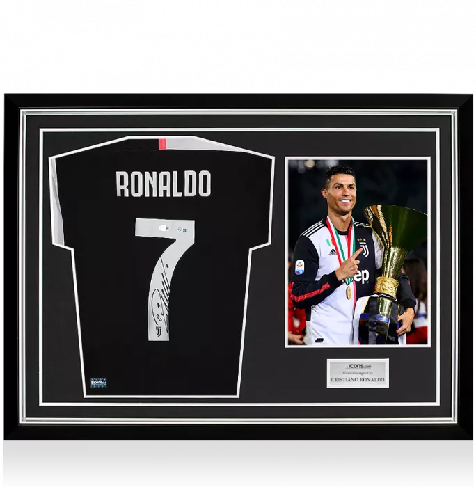 Cristiano Ronaldo Back Signed Juventus 2019-20 Home Shirt In Hero Frame: Option 1