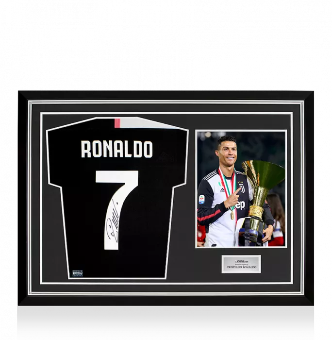 Cristiano Ronaldo Back Signed Juventus 2019-20 Home Shirt In Hero Frame: Option 1