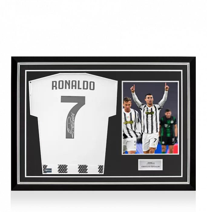 Cristiano Ronaldo Back Signed Juventus 2022-23 Home Shirt In Hero Frame: Option 1