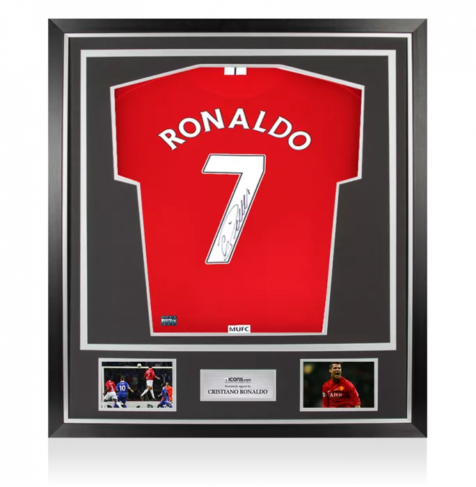 Cristiano Ronaldo Back Signed Manchester United 2007-09 Home Shirt with Fan Style Numbers In Classic Frame