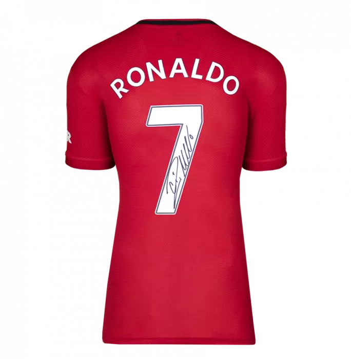 Cristiano Ronaldo Back Signed Manchester United 2019-20 Home Shirt With Fan Style Numbers In Hero Frame: Option 1