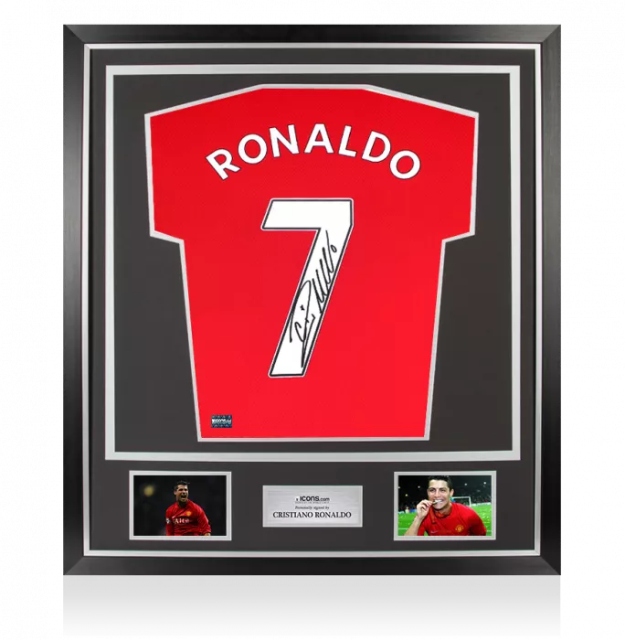 Cristiano Ronaldo Back Signed Manchester United 2019-20 Home Shirt with Fan Style Numbers In Classic Frame