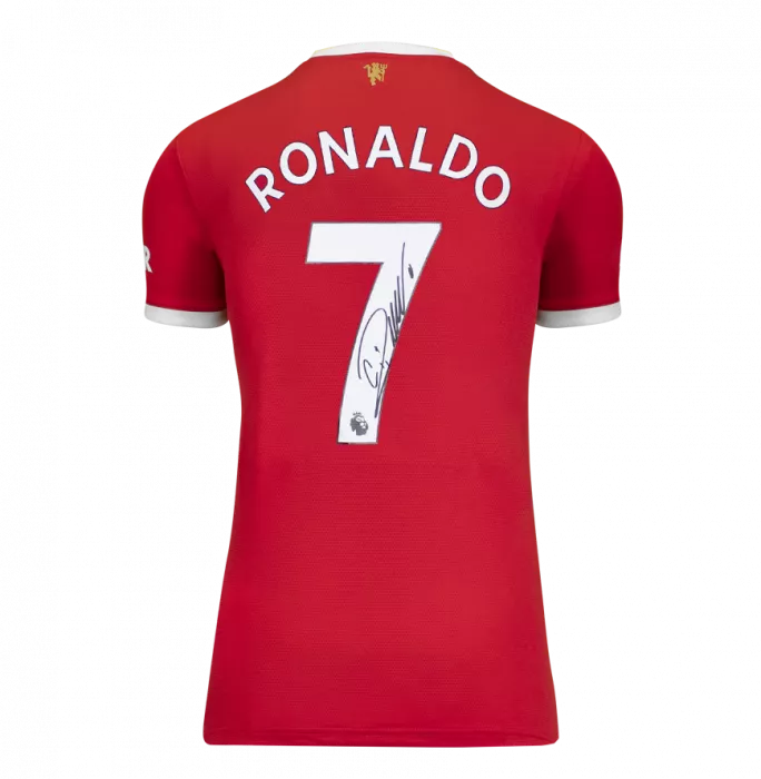 Cristiano Ronaldo Back Signed Manchester United 2021-22 Home Shirt In Hero Frame: Option 1