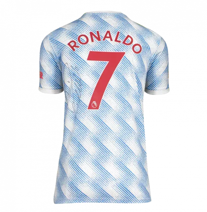 Cristiano Ronaldo Back Signed Manchester United 2021-22 Away Shirt In Hero Frame: Option 1