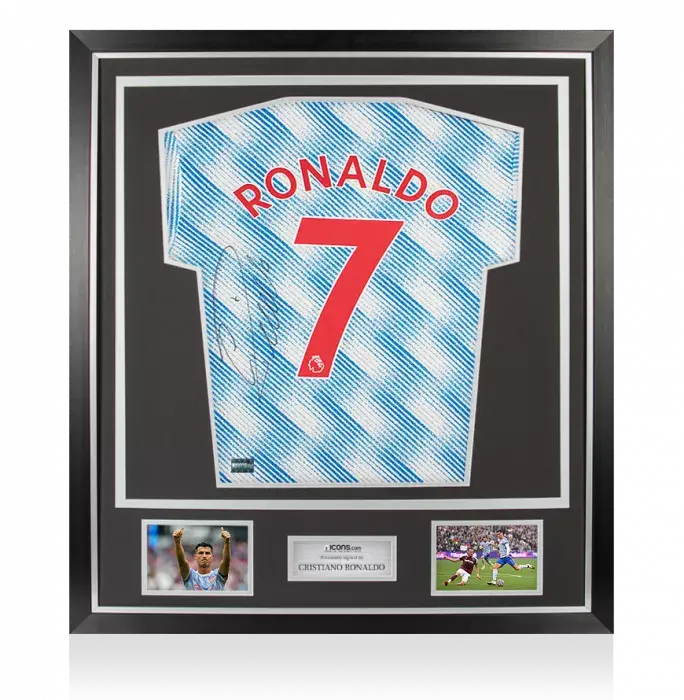 Cristiano Ronaldo Back Signed Manchester United 2021-22 Away Shirt In Classic Frame