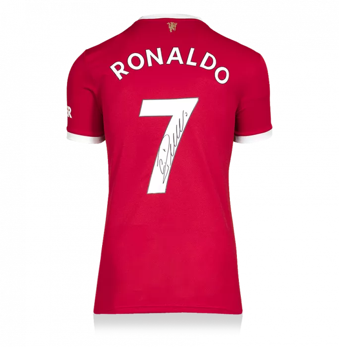 Cristiano Ronaldo Back Signed Manchester United 2021-22 Home Shirt In Hero Frame: Option 1